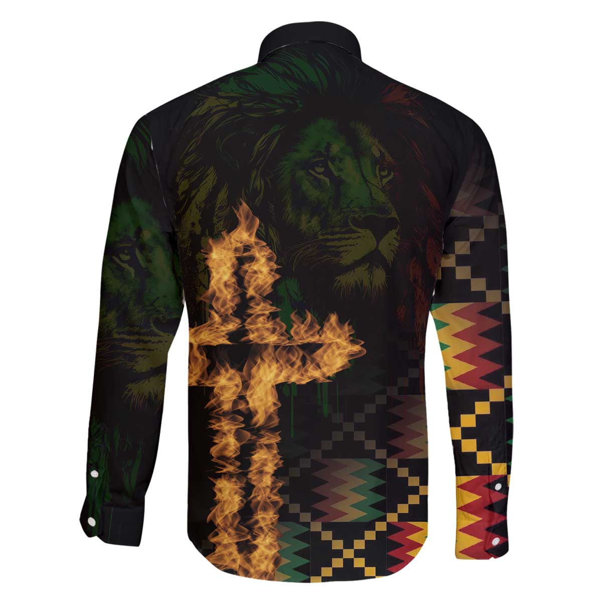 Happy Meskel Celebration Family Matching Off The Shoulder Long Sleeve Dress and Hawaiian Shirt Cross Fire And Lion Flag Color - Wonder Print Shop