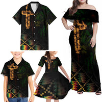 Happy Meskel Celebration Family Matching Off Shoulder Maxi Dress and Hawaiian Shirt Cross Fire And Lion Flag Color - Wonder Print Shop
