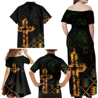 Happy Meskel Celebration Family Matching Off Shoulder Maxi Dress and Hawaiian Shirt Cross Fire And Lion Flag Color - Wonder Print Shop