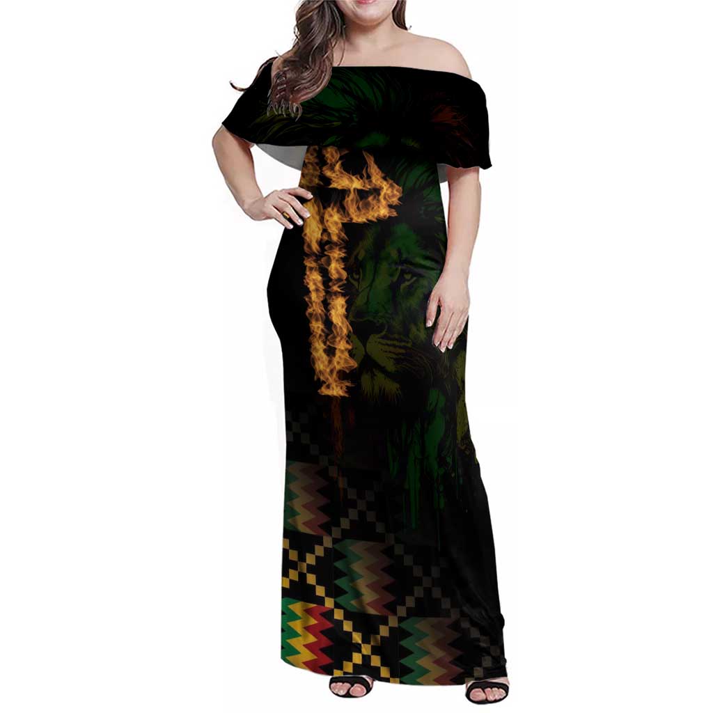 Happy Meskel Celebration Family Matching Off Shoulder Maxi Dress and Hawaiian Shirt Cross Fire And Lion Flag Color - Wonder Print Shop