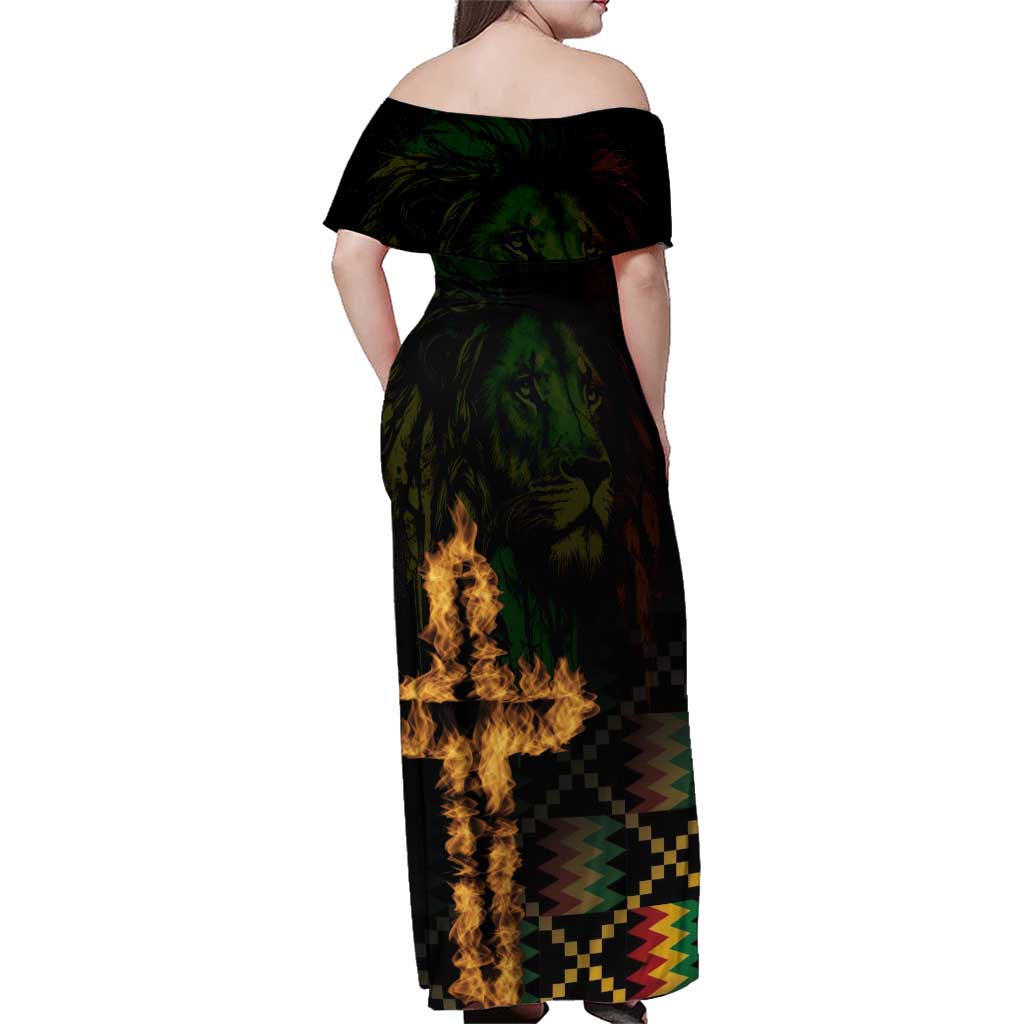 Happy Meskel Celebration Family Matching Off Shoulder Maxi Dress and Hawaiian Shirt Cross Fire And Lion Flag Color - Wonder Print Shop