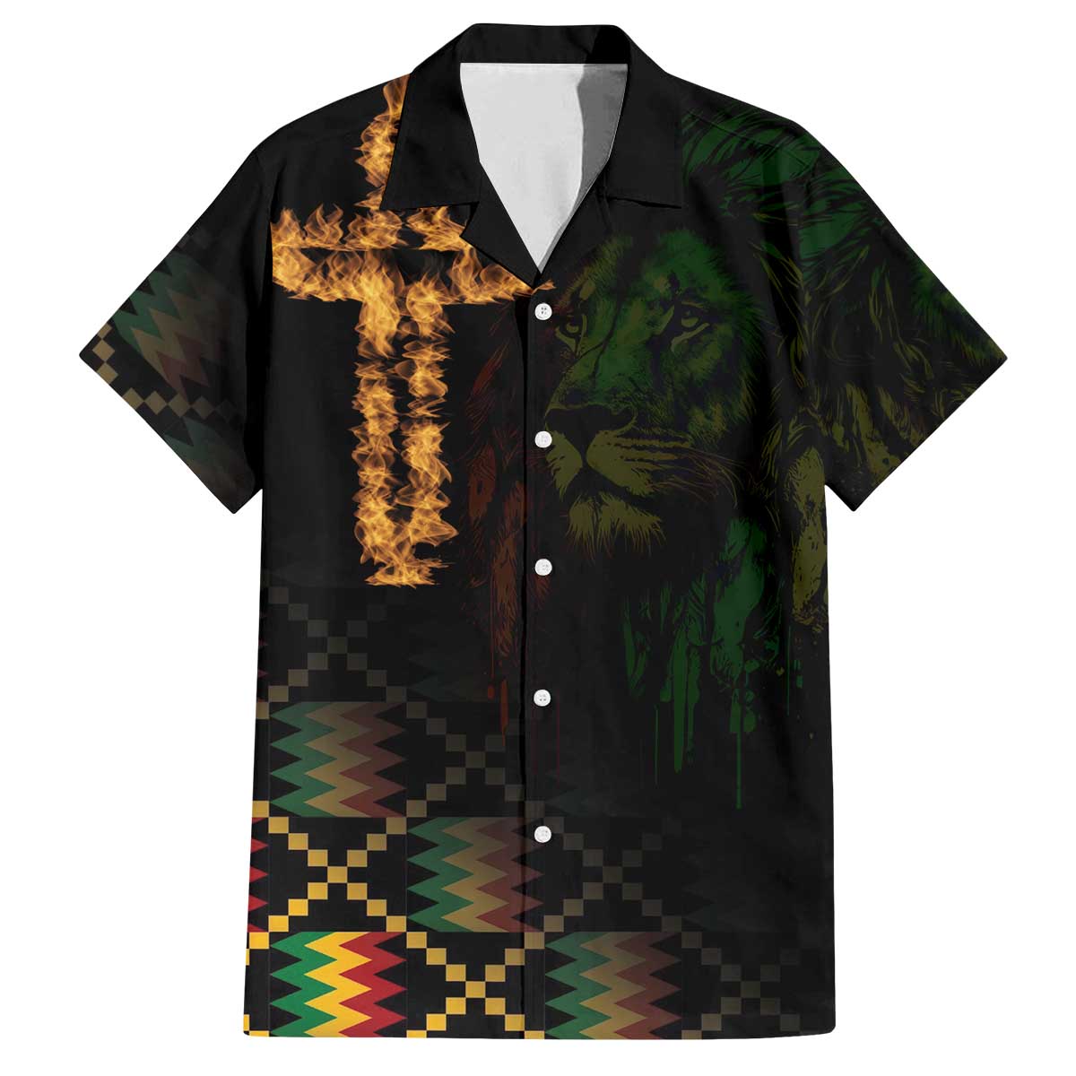 Happy Meskel Celebration Family Matching Off Shoulder Short Dress and Hawaiian Shirt Cross Fire And Lion Flag Color - Wonder Print Shop