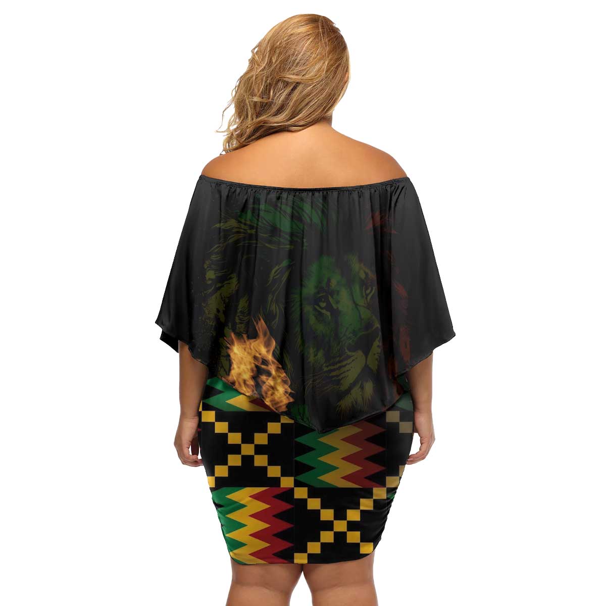 Happy Meskel Celebration Family Matching Off Shoulder Short Dress and Hawaiian Shirt Cross Fire And Lion Flag Color - Wonder Print Shop