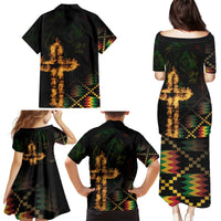 Happy Meskel Celebration Family Matching Puletasi and Hawaiian Shirt Cross Fire And Lion Flag Color - Wonder Print Shop
