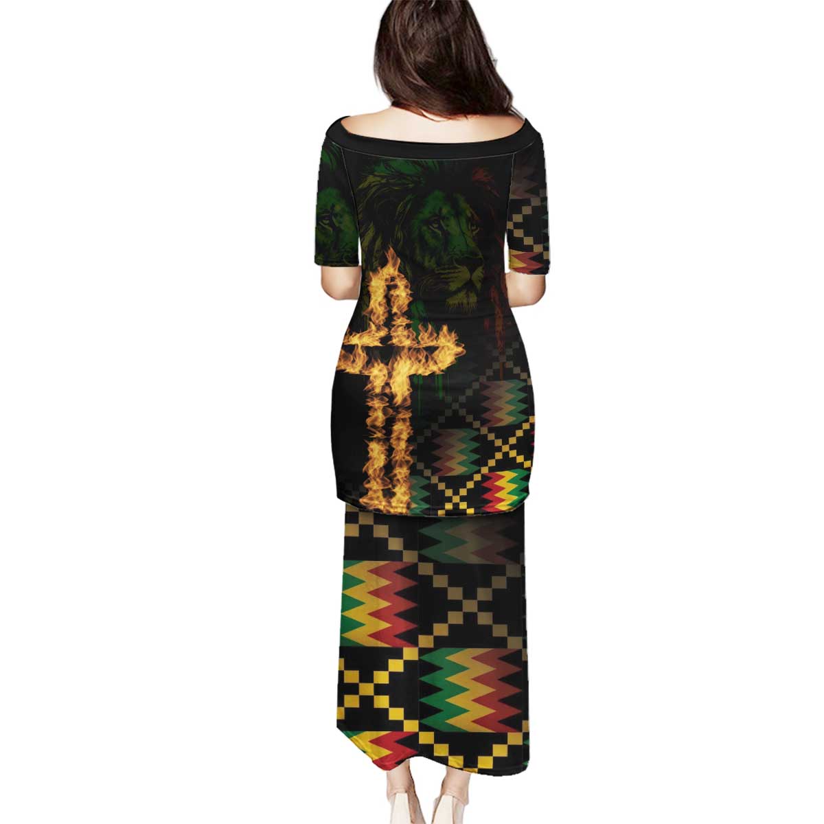 Happy Meskel Celebration Family Matching Puletasi and Hawaiian Shirt Cross Fire And Lion Flag Color - Wonder Print Shop