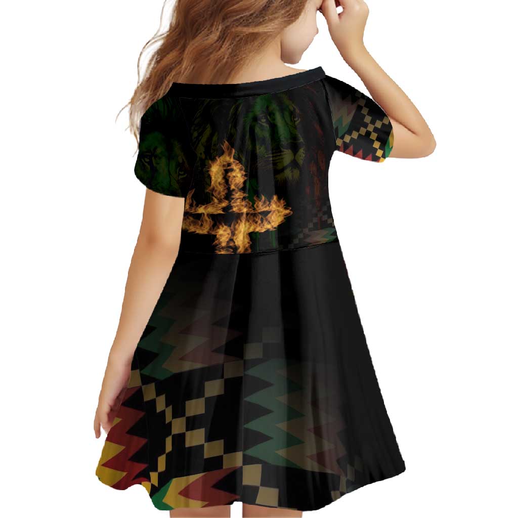 Happy Meskel Celebration Family Matching Short Sleeve Bodycon Dress and Hawaiian Shirt Cross Fire And Lion Flag Color - Wonder Print Shop