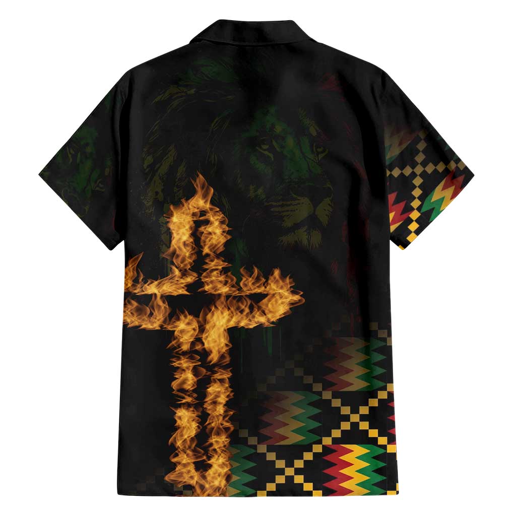 Happy Meskel Celebration Family Matching Short Sleeve Bodycon Dress and Hawaiian Shirt Cross Fire And Lion Flag Color - Wonder Print Shop
