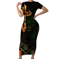 Happy Meskel Celebration Family Matching Short Sleeve Bodycon Dress and Hawaiian Shirt Cross Fire And Lion Flag Color - Wonder Print Shop