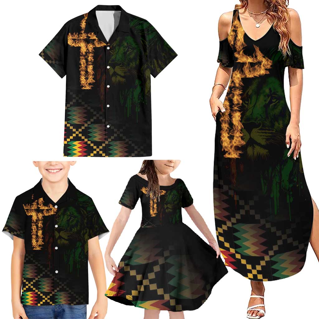 Happy Meskel Celebration Family Matching Summer Maxi Dress and Hawaiian Shirt Cross Fire And Lion Flag Color - Wonder Print Shop