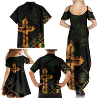 Happy Meskel Celebration Family Matching Summer Maxi Dress and Hawaiian Shirt Cross Fire And Lion Flag Color - Wonder Print Shop