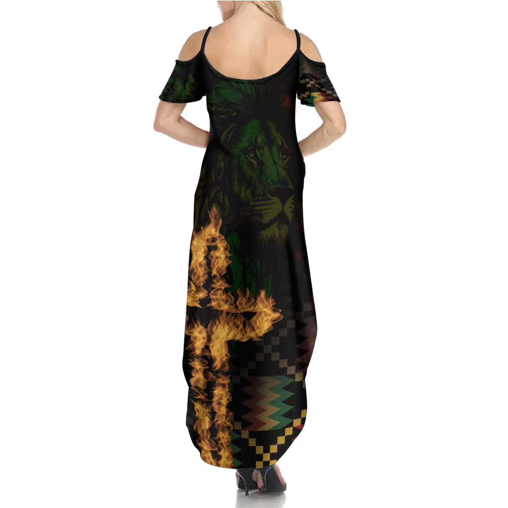 Happy Meskel Celebration Family Matching Summer Maxi Dress and Hawaiian Shirt Cross Fire And Lion Flag Color - Wonder Print Shop