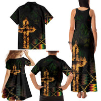 Happy Meskel Celebration Family Matching Tank Maxi Dress and Hawaiian Shirt Cross Fire And Lion Flag Color - Wonder Print Shop