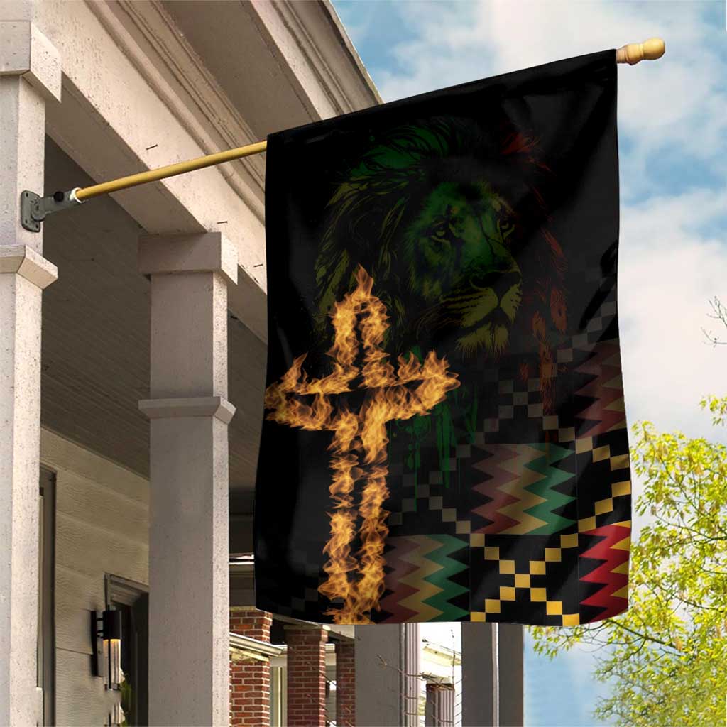 Happy Meskel Celebration Garden Flag Cross Fire And Lion Flag Color - Wonder Print Shop