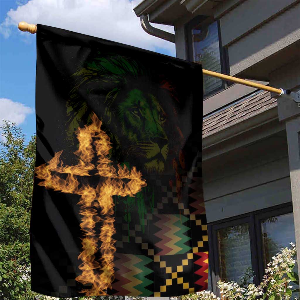 Happy Meskel Celebration Garden Flag Cross Fire And Lion Flag Color - Wonder Print Shop