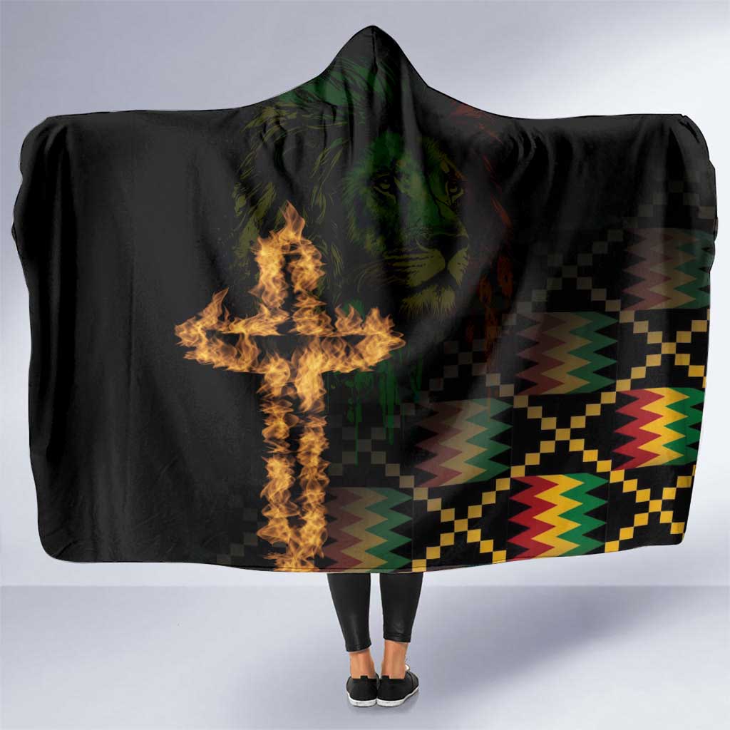 Happy Meskel Celebration Hooded Blanket Cross Fire And Lion Flag Color