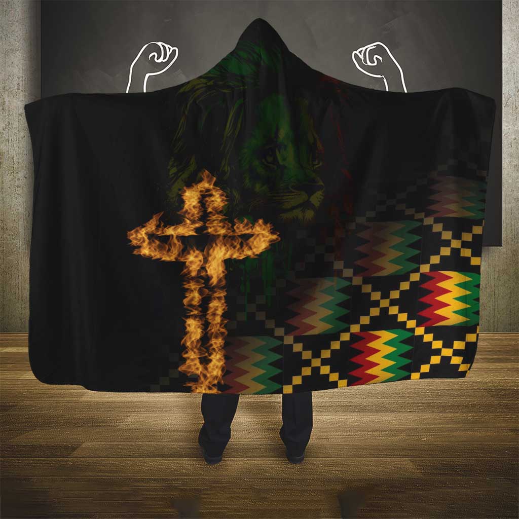 Happy Meskel Celebration Hooded Blanket Cross Fire And Lion Flag Color