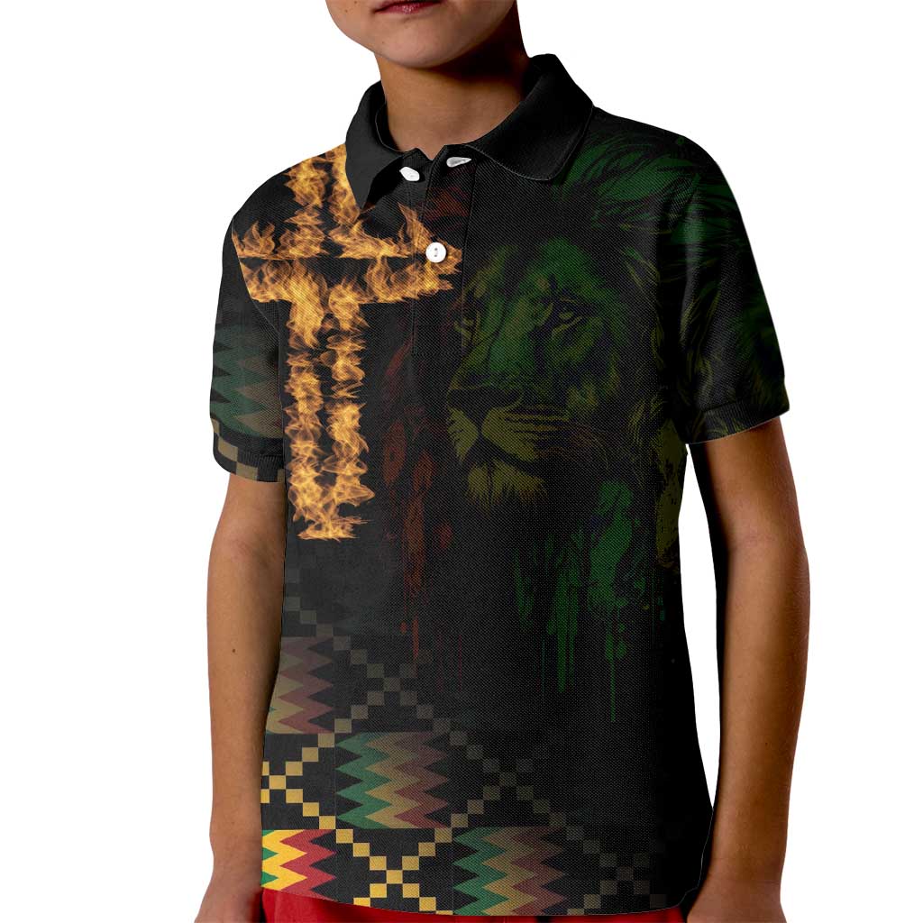 Happy Meskel Celebration Kid Polo Shirt Cross Fire And Lion Flag Color - Wonder Print Shop