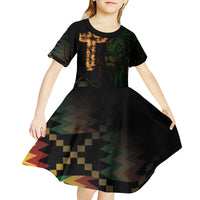Happy Meskel Celebration Kid Short Sleeve Dress Cross Fire And Lion Flag Color - Wonder Print Shop
