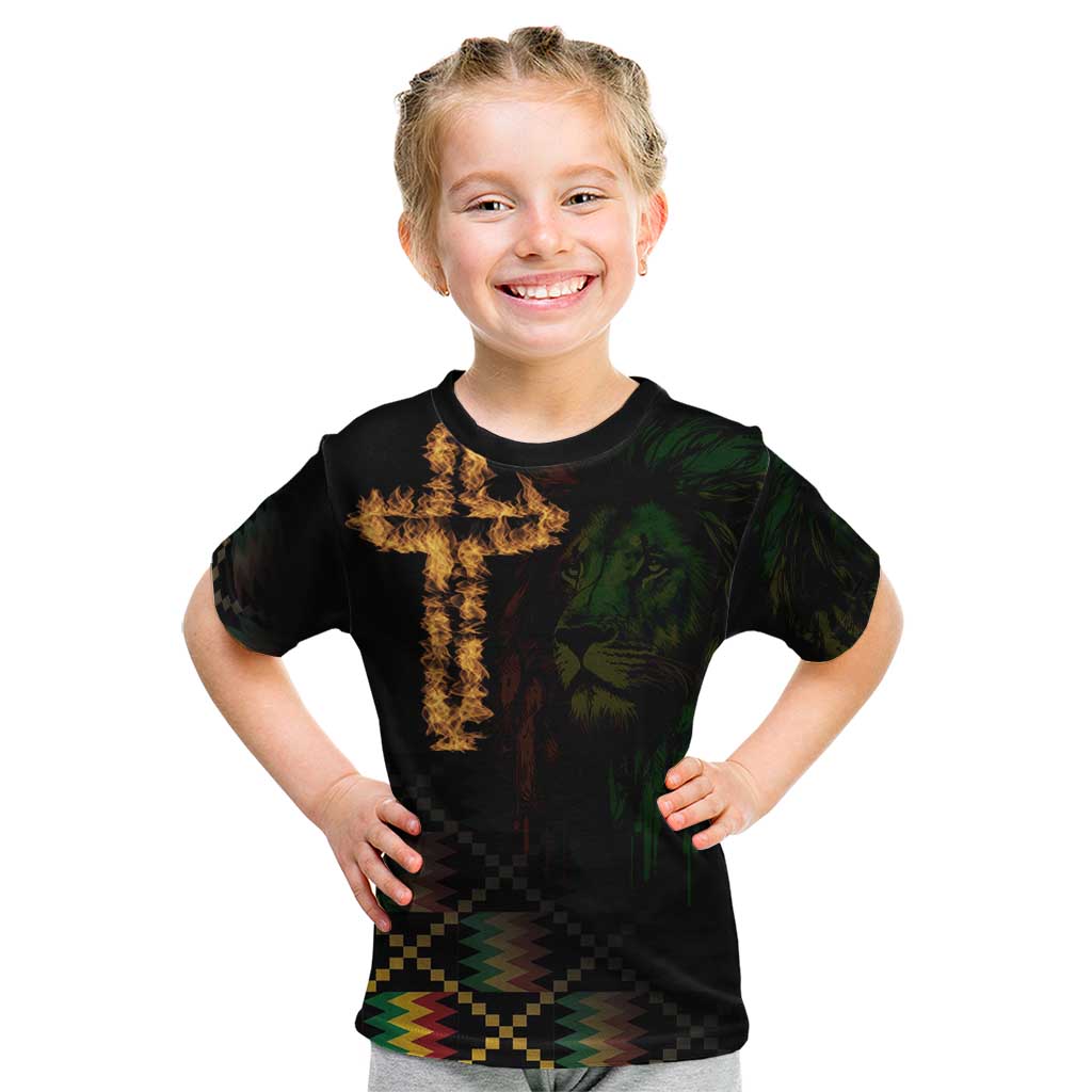 Happy Meskel Celebration Kid T Shirt Cross Fire And Lion Flag Color - Wonder Print Shop