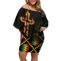 Happy Meskel Celebration Off Shoulder Short Dress Cross Fire And Lion Flag Color - Wonder Print Shop