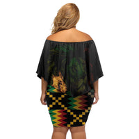 Happy Meskel Celebration Off Shoulder Short Dress Cross Fire And Lion Flag Color - Wonder Print Shop