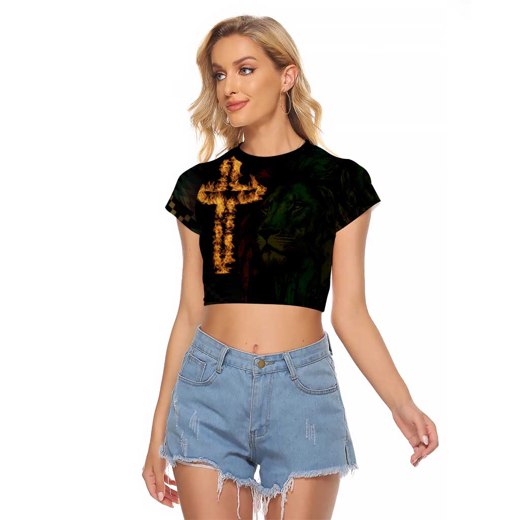 Happy Meskel Celebration Raglan Cropped T Shirt Cross Fire And Lion Flag Color - Wonder Print Shop
