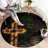 Happy Meskel Celebration Round Carpet Cross Fire And Lion Flag Color