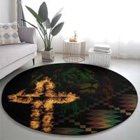 Happy Meskel Celebration Round Carpet Cross Fire And Lion Flag Color