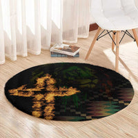 Happy Meskel Celebration Round Carpet Cross Fire And Lion Flag Color