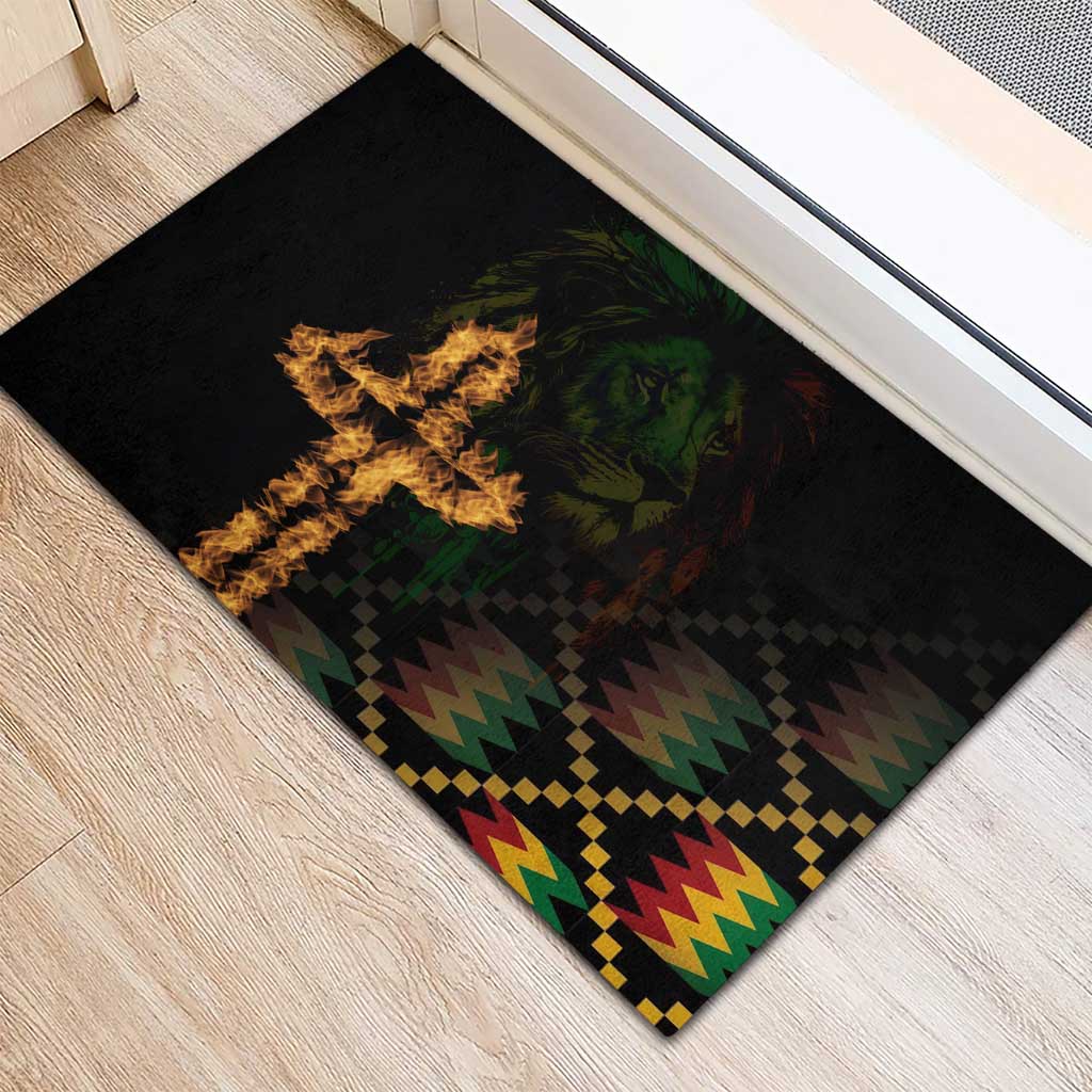 Happy Meskel Celebration Rubber Doormat Cross Fire And Lion Flag Color - Wonder Print Shop