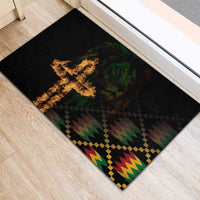 Happy Meskel Celebration Rubber Doormat Cross Fire And Lion Flag Color - Wonder Print Shop