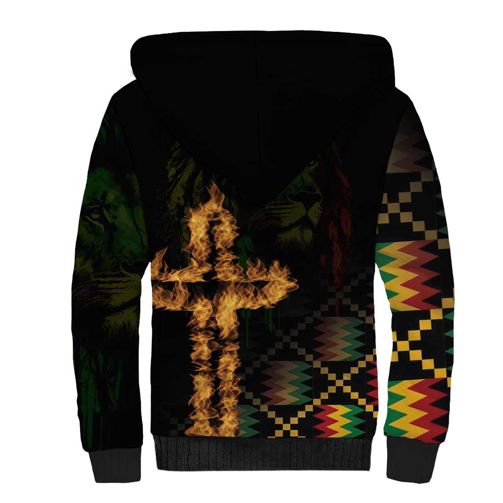 Happy Meskel Celebration Sherpa Hoodie Cross Fire And Lion Flag Color - Wonder Print Shop