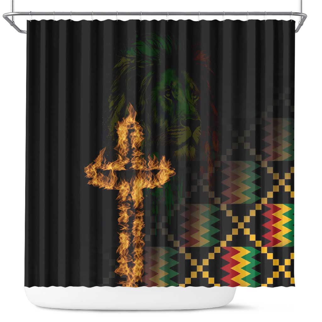Happy Meskel Celebration Shower Curtain Cross Fire And Lion Flag Color