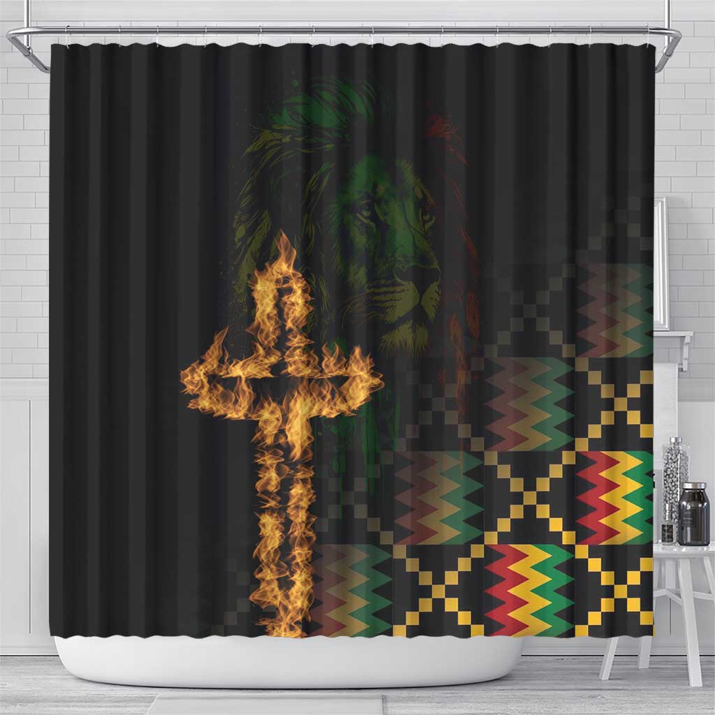 Happy Meskel Celebration Shower Curtain Cross Fire And Lion Flag Color