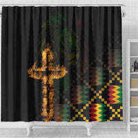Happy Meskel Celebration Shower Curtain Cross Fire And Lion Flag Color