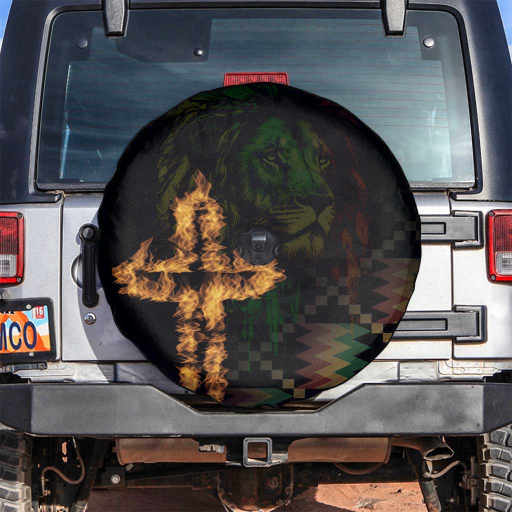Happy Meskel Celebration Spare Tire Cover Cross Fire And Lion Flag Color - Wonder Print Shop