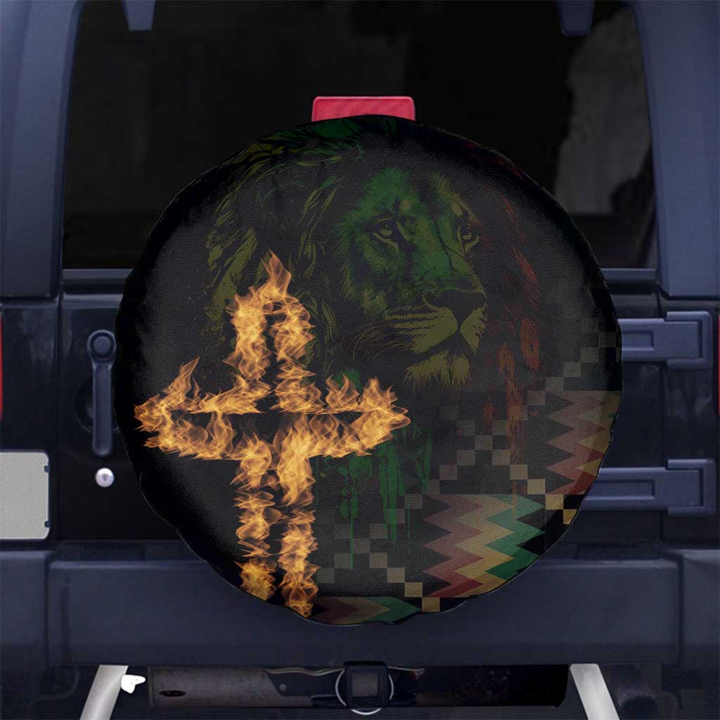 Happy Meskel Celebration Spare Tire Cover Cross Fire And Lion Flag Color - Wonder Print Shop