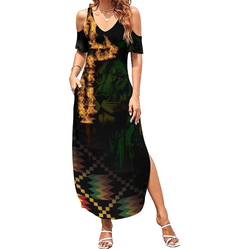 Happy Meskel Celebration Summer Maxi Dress Cross Fire And Lion Flag Color - Wonder Print Shop