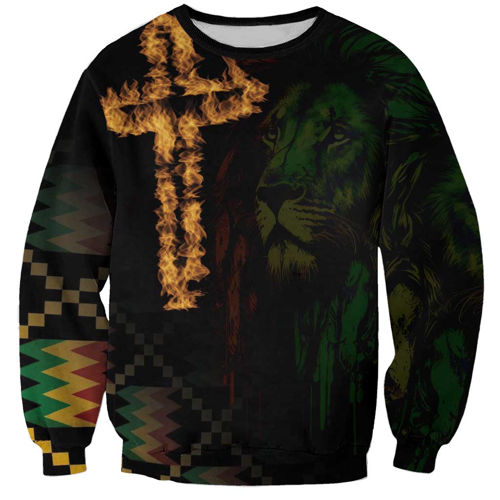 Happy Meskel Celebration Sweatshirt Cross Fire And Lion Flag Color - Wonder Print Shop