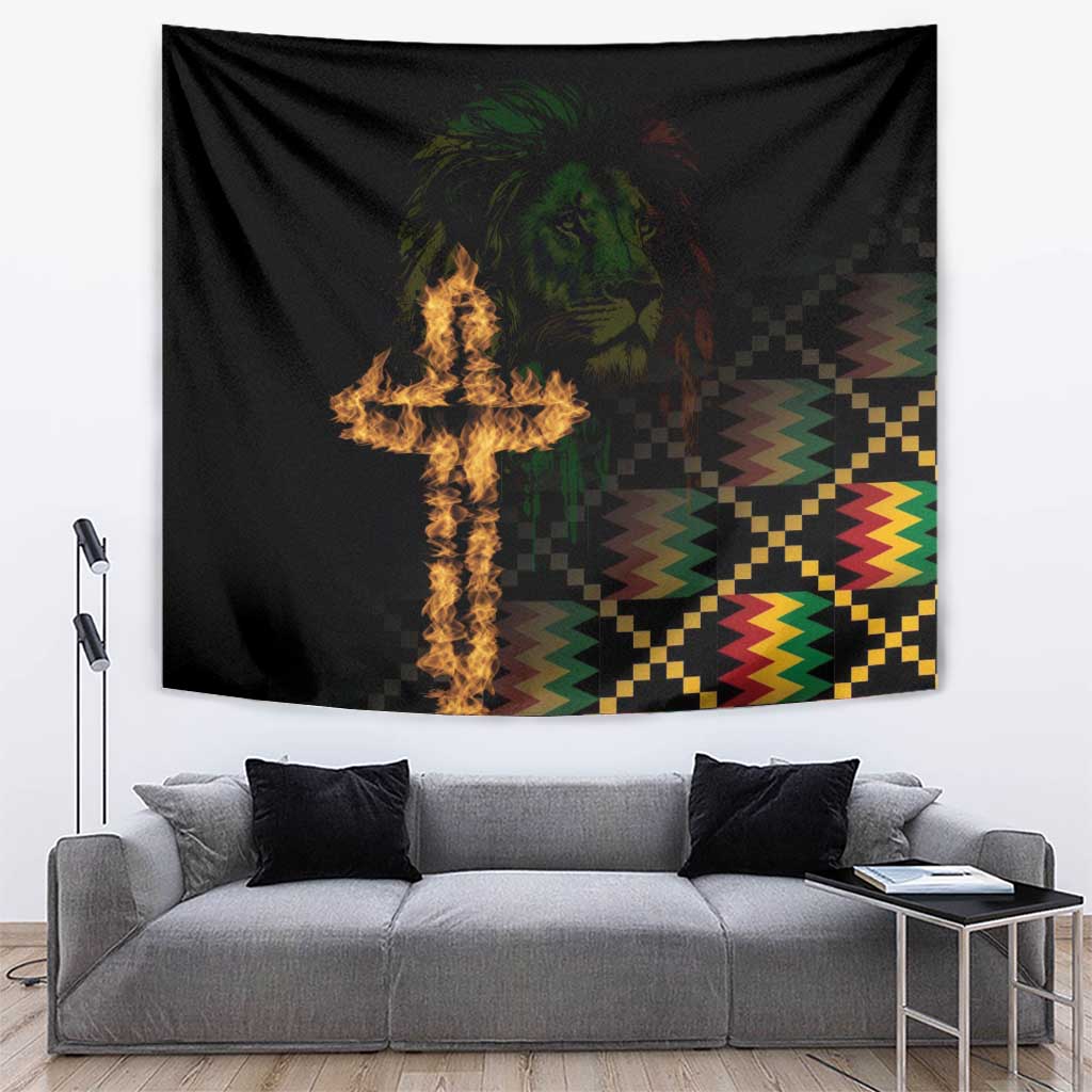 Happy Meskel Celebration Tapestry Cross Fire And Lion Flag Color - Wonder Print Shop
