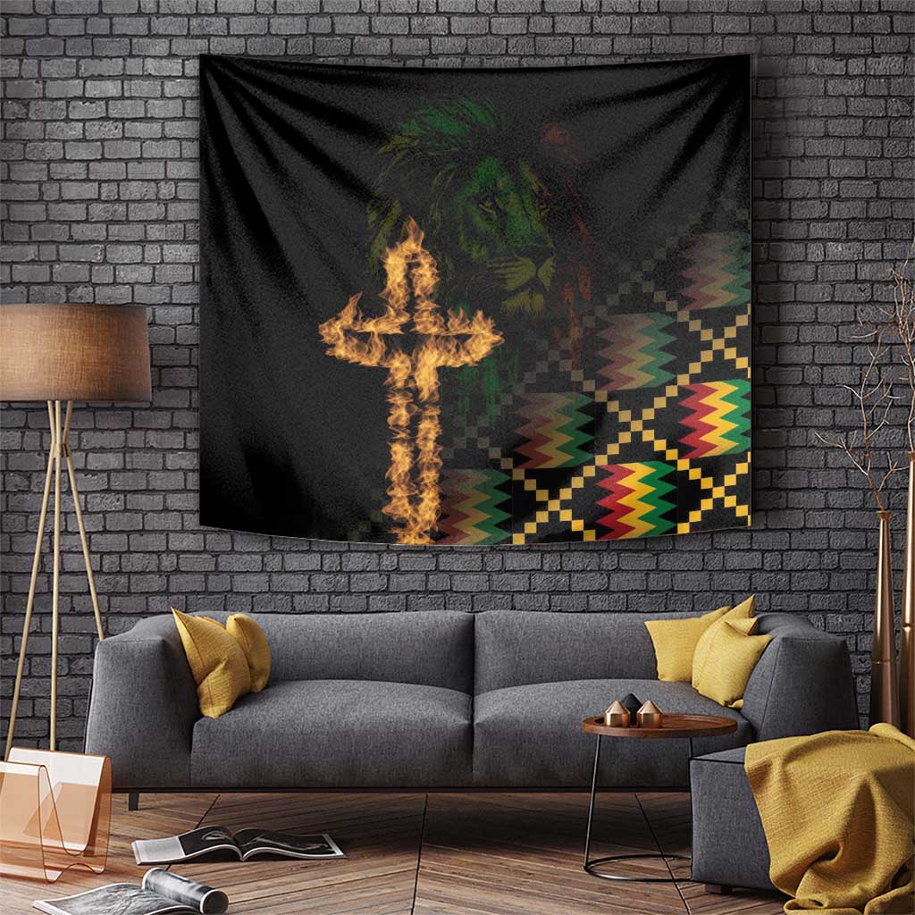 Happy Meskel Celebration Tapestry Cross Fire And Lion Flag Color - Wonder Print Shop
