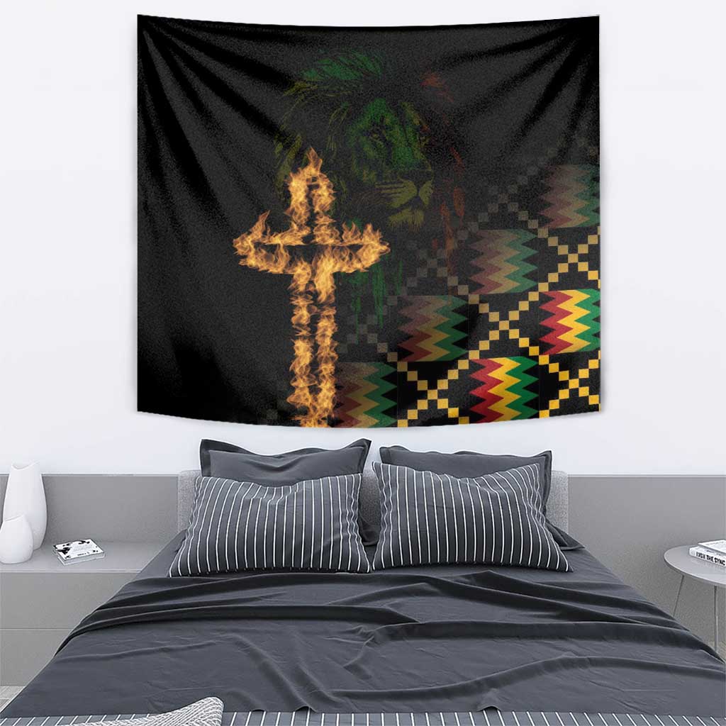 Happy Meskel Celebration Tapestry Cross Fire And Lion Flag Color - Wonder Print Shop