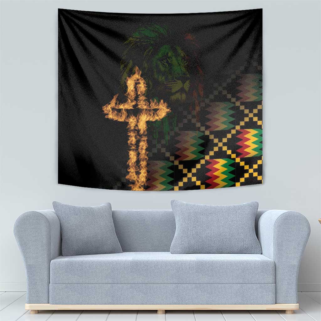 Happy Meskel Celebration Tapestry Cross Fire And Lion Flag Color - Wonder Print Shop
