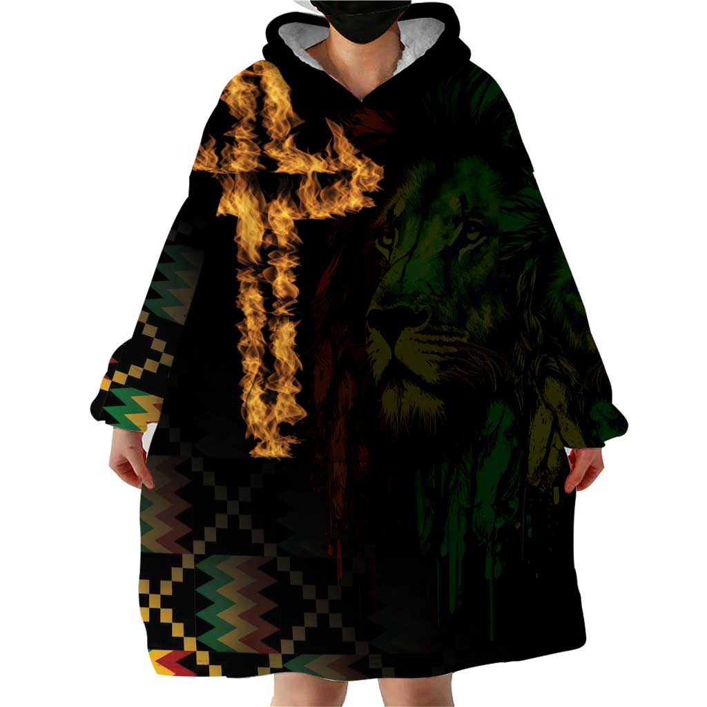 Happy Meskel Celebration Wearable Blanket Hoodie Cross Fire And Lion Flag Color - Wonder Print Shop