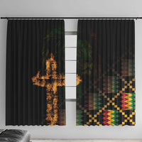 Happy Meskel Celebration Window Curtain Cross Fire And Lion Flag Color - Wonder Print Shop
