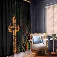 Happy Meskel Celebration Window Curtain Cross Fire And Lion Flag Color - Wonder Print Shop