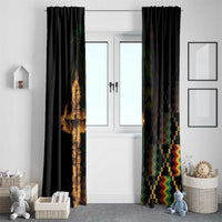 Happy Meskel Celebration Window Curtain Cross Fire And Lion Flag Color - Wonder Print Shop