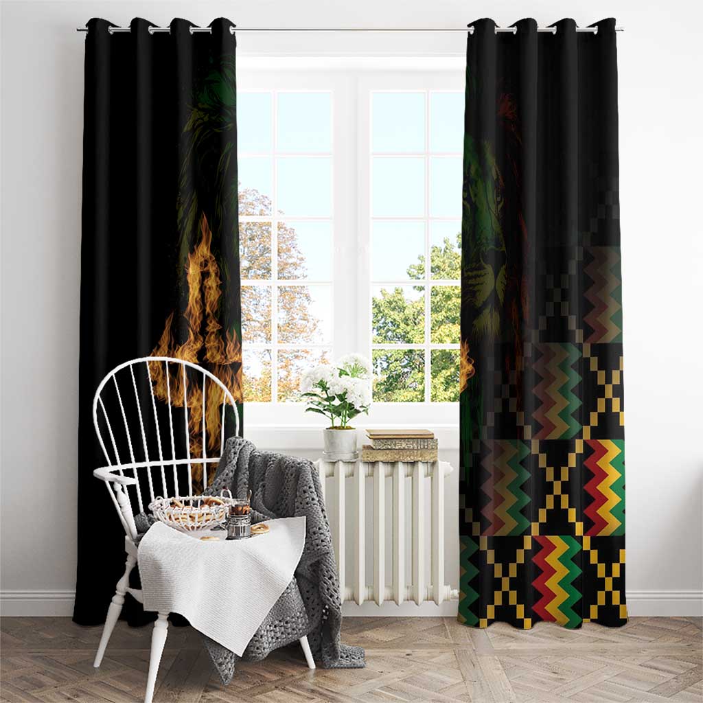 Happy Meskel Celebration Window Curtain Cross Fire And Lion Flag Color - Wonder Print Shop