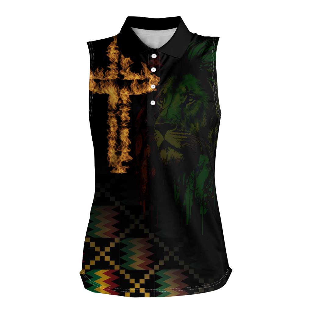 Happy Meskel Celebration Women Sleeveless Polo Shirt Cross Fire And Lion Flag Color - Wonder Print Shop
