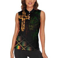 Happy Meskel Celebration Women Sleeveless Polo Shirt Cross Fire And Lion Flag Color - Wonder Print Shop